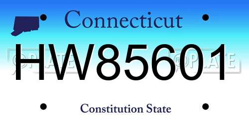 HW85601 Connecticut License Plate
