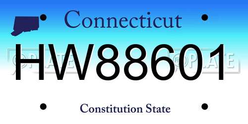 HW88601 Connecticut License Plate
