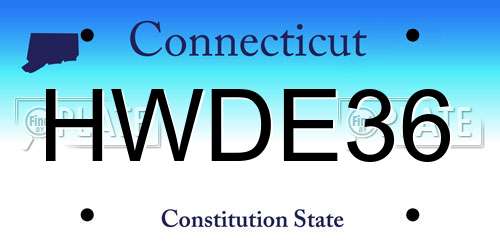 HWDE36 Connecticut License Plate
