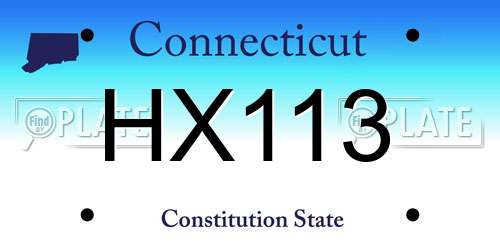 HX113 Connecticut License Plate