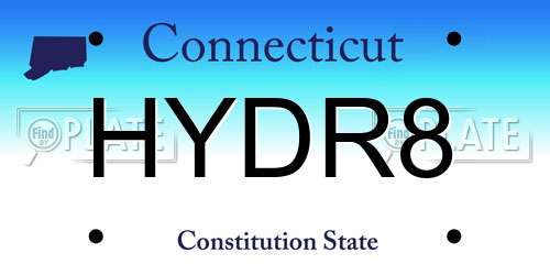 HYDR8 Connecticut License Plate