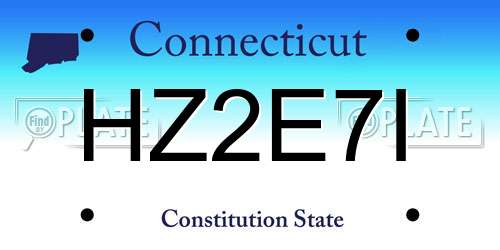 HZ2E7I Connecticut License Plate