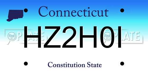 HZ2H0I Connecticut License Plate