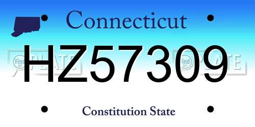 HZ57309 Connecticut License Plate