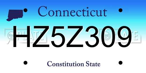 HZ5Z309 Connecticut License Plate