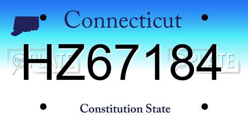 HZ67184 Connecticut License Plate