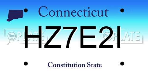 HZ7E2I Connecticut License Plate