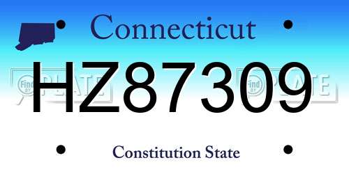 HZ87309 Connecticut License Plate