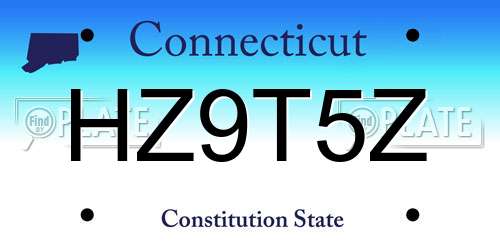 HZ9T5Z Connecticut License Plate