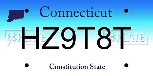 HZ9T8T Connecticut License Plate