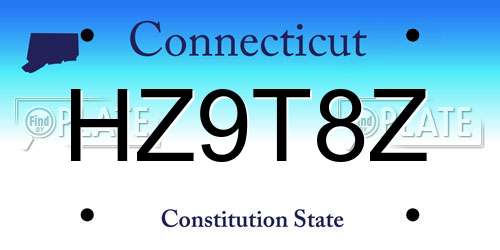 HZ9T8Z Connecticut License Plate