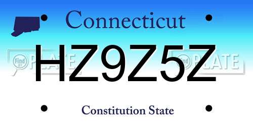 HZ9Z5Z Connecticut License Plate