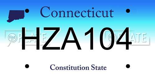 HZA104 Connecticut License Plate