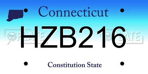 HZB216 Connecticut License Plate