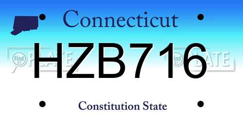 HZB716 Connecticut License Plate