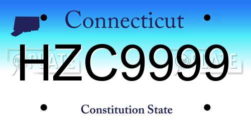 HZC9999 Connecticut License Plate