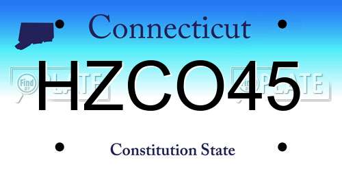 HZCO45 Connecticut License Plate