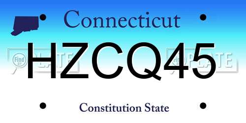 HZCQ45 Connecticut License Plate