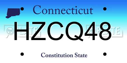 HZCQ48 Connecticut License Plate