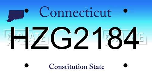 HZG2184 Connecticut License Plate