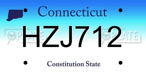 HZJ712 Connecticut License Plate