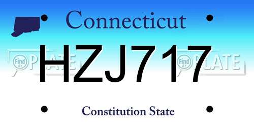 HZJ717 Connecticut License Plate