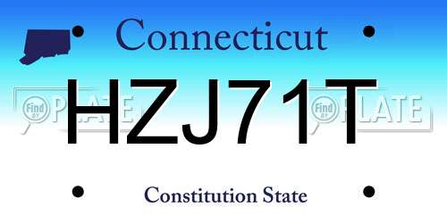 HZJ71T Connecticut License Plate