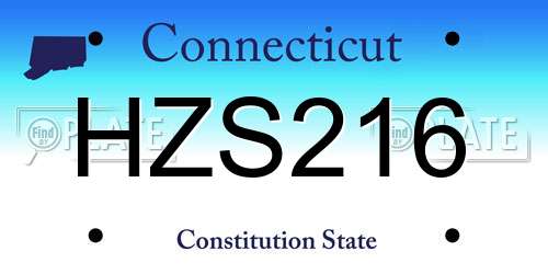 HZS216 Connecticut License Plate