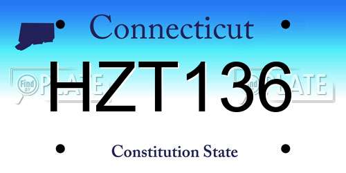 HZT136 Connecticut License Plate