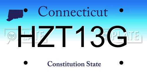 HZT13G Connecticut License Plate