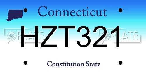 HZT321 Connecticut License Plate