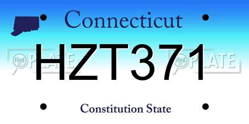 HZT371 Connecticut License Plate