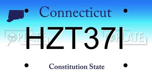 HZT37I Connecticut License Plate