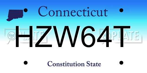 HZW64T Connecticut License Plate