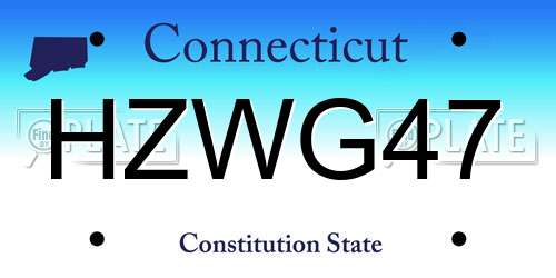 HZWG47 Connecticut License Plate
