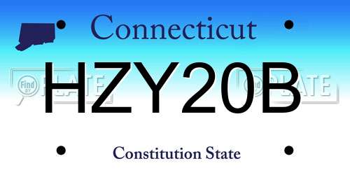 HZY20B Connecticut License Plate