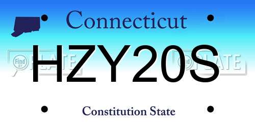 HZY20S Connecticut License Plate