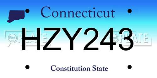 HZY243 Connecticut License Plate