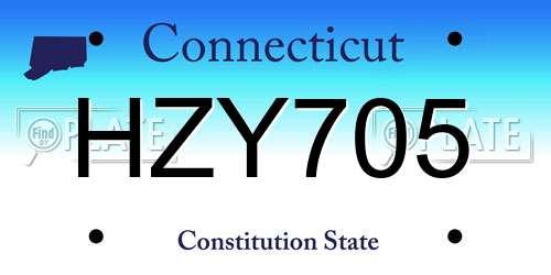 HZY705 Connecticut License Plate
