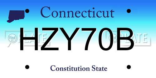 HZY70B Connecticut License Plate