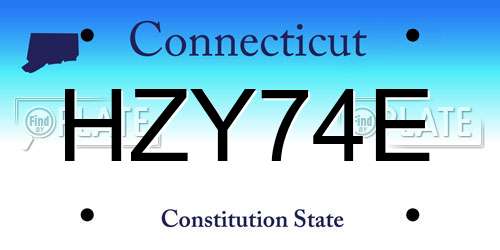 HZY74E Connecticut License Plate