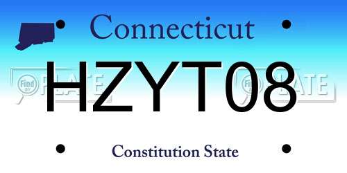 HZYT08 Connecticut License Plate