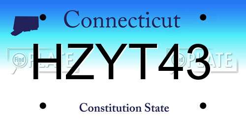 HZYT43 Connecticut License Plate