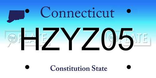 HZYZ05 Connecticut License Plate