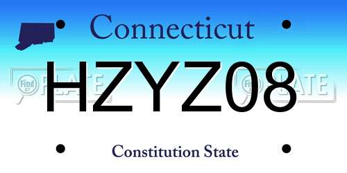 HZYZ08 Connecticut License Plate