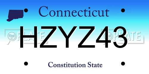 HZYZ43 Connecticut License Plate