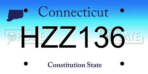 HZZ136 Connecticut License Plate
