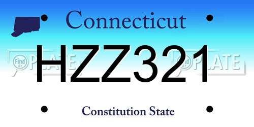 HZZ321 Connecticut License Plate