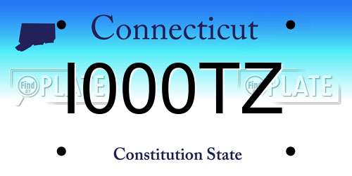 I000TZ Connecticut License Plate