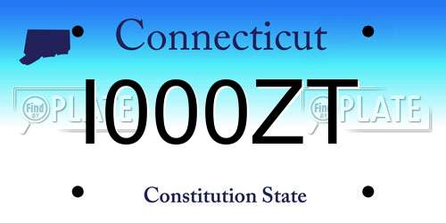 I000ZT Connecticut License Plate